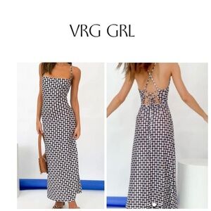 VRG Girl Don't Look Back Black & White Geometric Pattern Dress 10